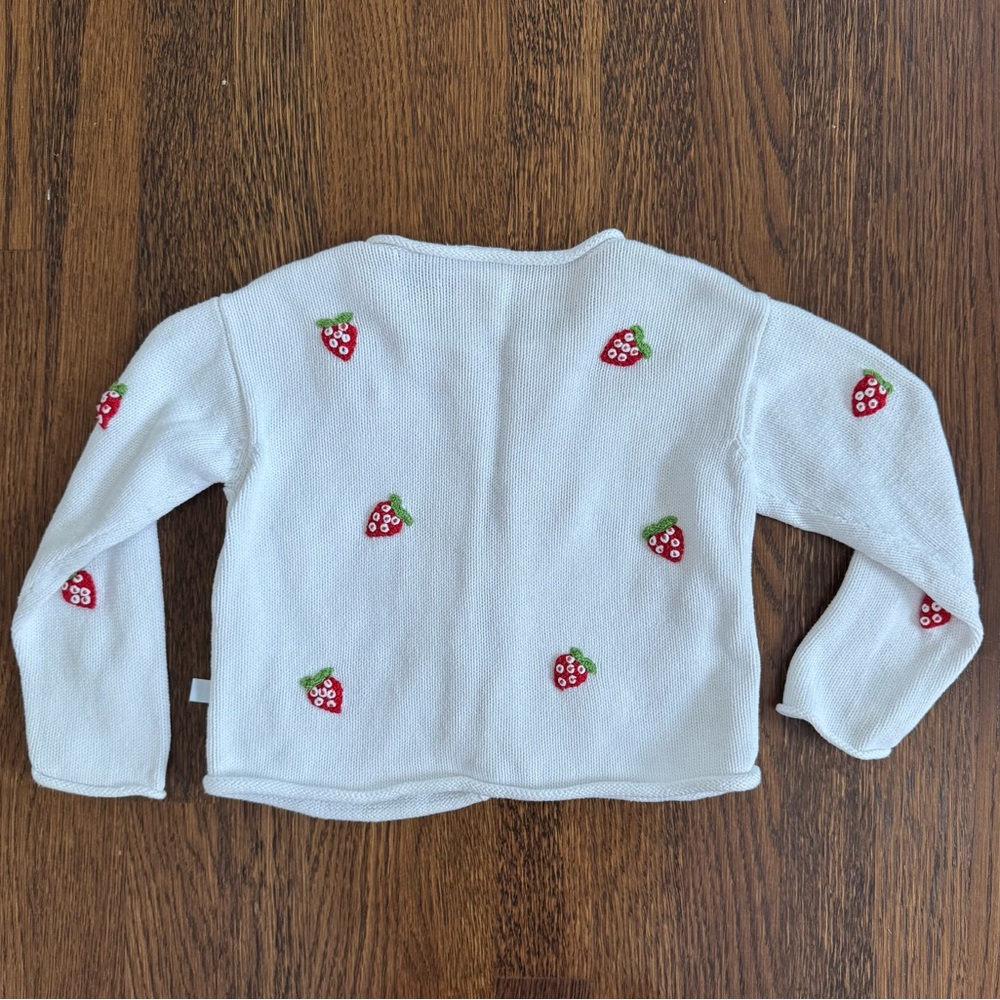 bella bliss White Cardigan with Strawberry Embroidery - Picture 3 of 4
